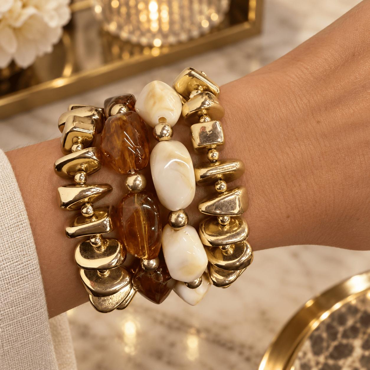 4pc Chunky Resin & CCB Bracelet Set for Men and Women